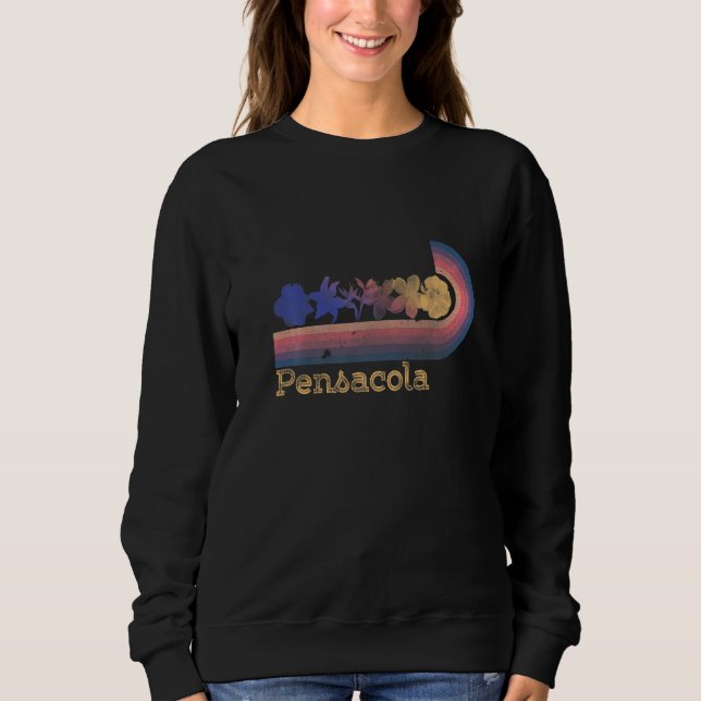 Retro Pensacola Tropical Flowers 80's Style Surfin Sweatshirt (Vorderseite)