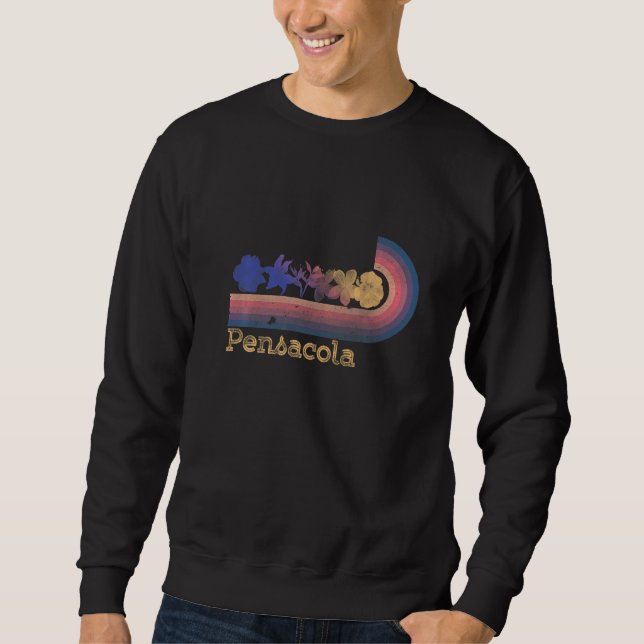 Retro Pensacola Tropical Flowers 80's Style Surfin Sweatshirt (Vorderseite)