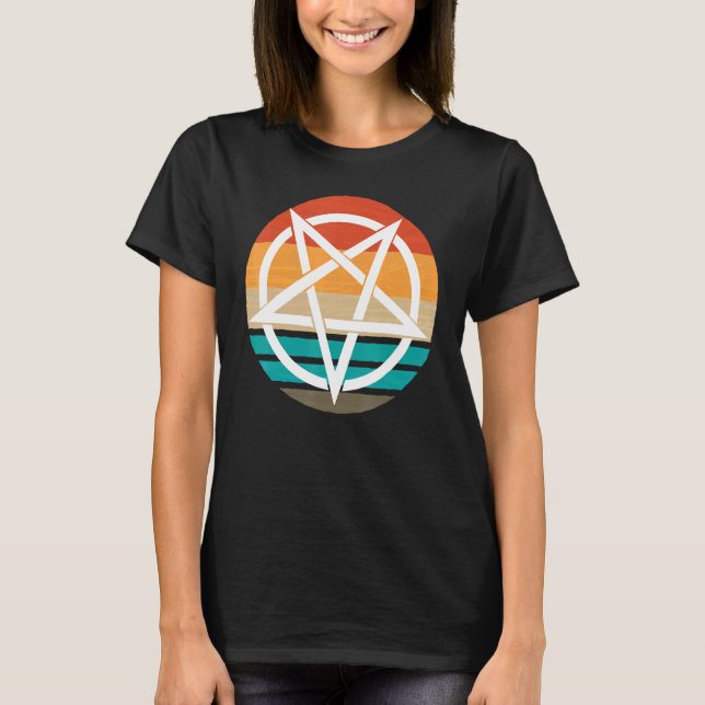 Retro Pentagram Devil 666 T-Shirt (Vorderseite)