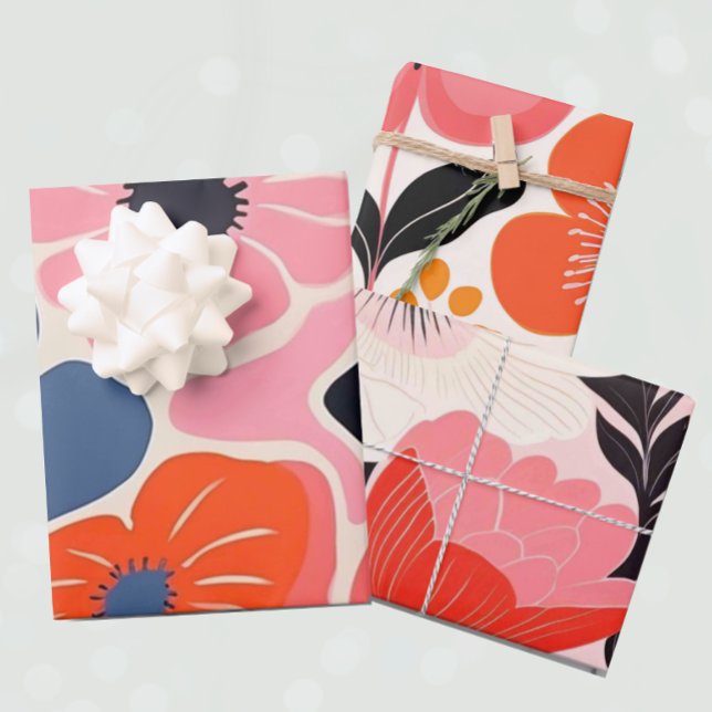 Retro Peony Blume Geschenkpapier Set (Von Creator hochgeladen)