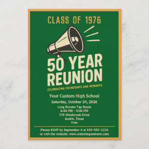 Retro-Pep-Rally-Stil 50-Jahres-Abschlussjubiläum Einladung