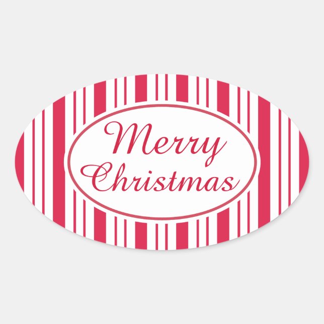 Retro Peppermint Frohe Weihnachtsgeschenke Aufkleb Ovaler Aufkleber (Vorderseite)