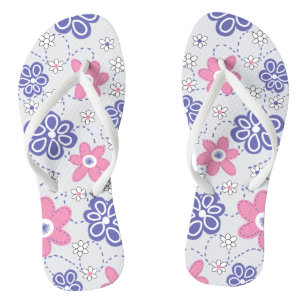 Retro Periwinkle Pink-Blume Flip Flops