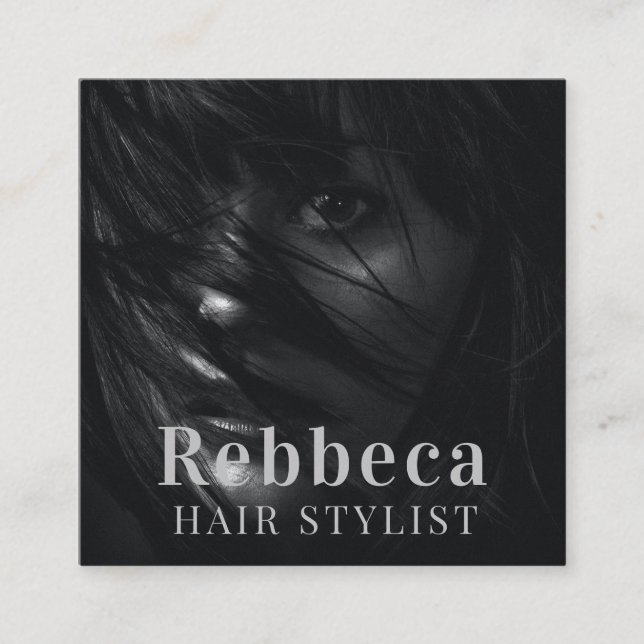 Retro Personalisieren Foto Friseur Quadratische Visitenkarte (Vorderseite)