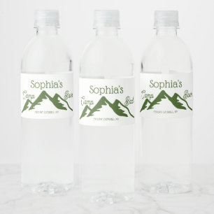 Retro Personalisiert Camp Bach Gebirge grün Wasserflaschenetikett