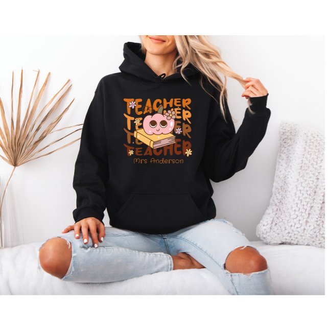 Retro Personalisiert Halloween-Lehrer Hoodie (Von Creator hochgeladen)