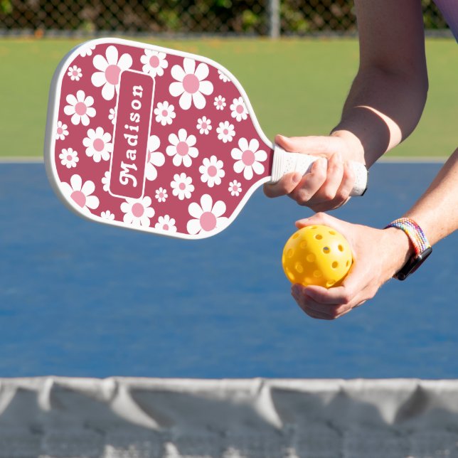 Retro Personalisiert Name Daisy Pickleball Schläger (InSitu)