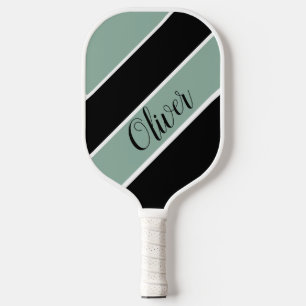 Retro Personalisiert Name Streifen Muster Schwarz Pickleball Schläger