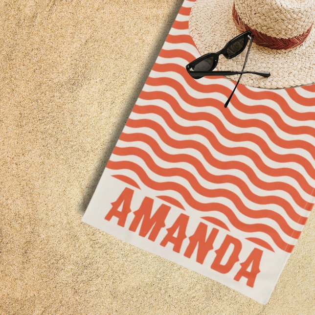 Retro Personalisiert passende Sommerferien Strandtuch (retro bachelorette weekend beach towel for all the bridesmaids)