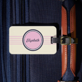 Retro Personalisiert rosa, blau und creme Gepäckanhänger