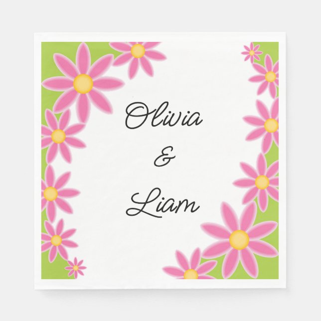 Retro personalisierte Hochzeitsnapkins Serviette (Vorderseite)