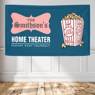 Retro personalisierter Familienname Heimkino Banner
