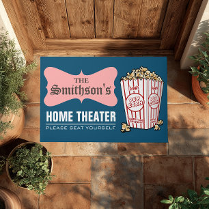 Retro personalisierter Familienname Heimkino Fußmatte
