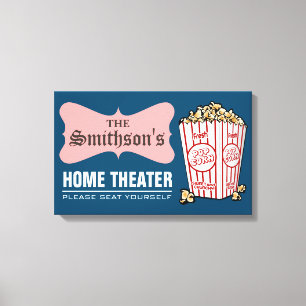 Retro personalisierter Familienname Heimkino Leinwanddruck