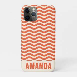 Retro Personalisierter Hippie Beach Streifen Orang Case-Mate iPhone Hülle