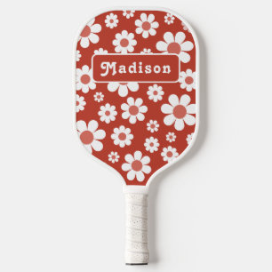 Retro personalisierter Name Gänseblümchen Pickleball Schläger