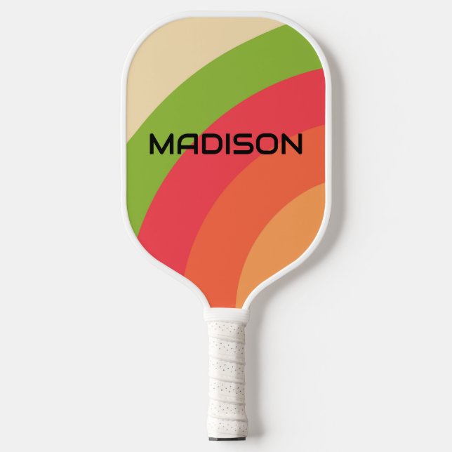 Retro personalisierter Name Pickleball Schläger (Vorderseite)