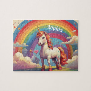 Retro personalisiertes Einhorn Puzzle
