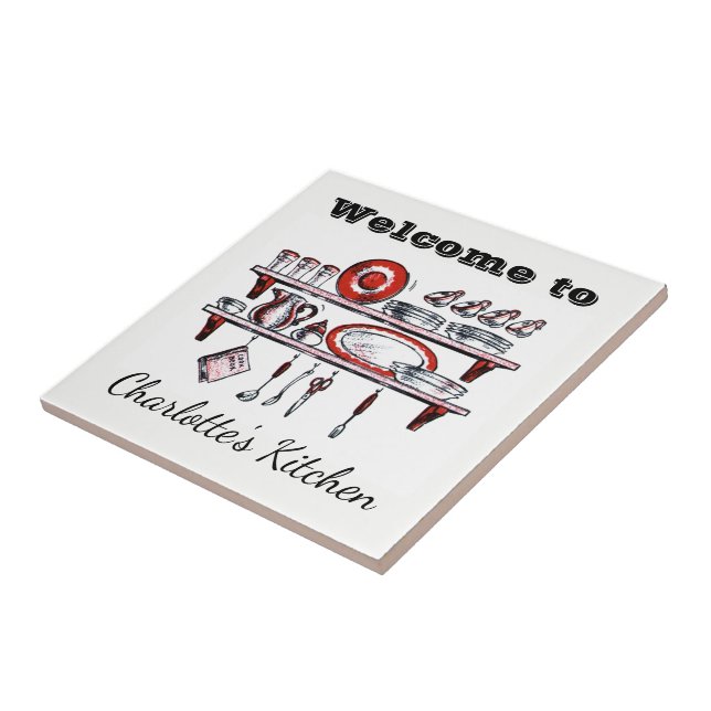 Retro personalisiertes Namen-Willkommen der Fliese (Seite)