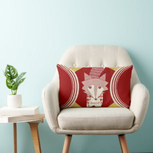 Retro personalisiertes rotes stilisiertes Fuchs-Ki Lendenkissen