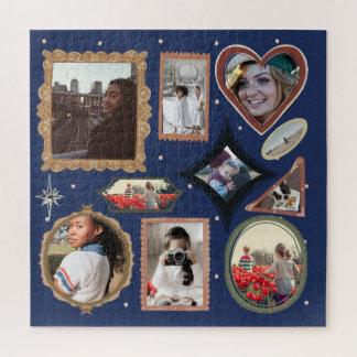 Retro Personalized 11 Photo Collage Template DIY Puzzle