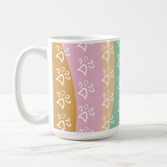Retro Pet Paw Print Marble Groovy Kaffeetasse (Links)