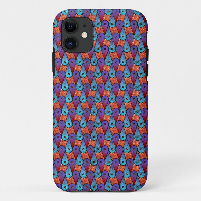 Retro Pfau-Federn Case-Mate iPhone Hülle (Rückseite)