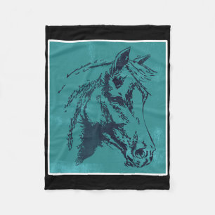Retro Pferd. Vintages Pferdereiten Reitsport F Fleecedecke