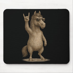 Retro Pferde Rock on Music Funny Gift Männer Fraue Mousepad