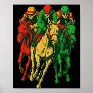 Retro-Pferderenn-Outfit dynamische Rennszene Derby Poster