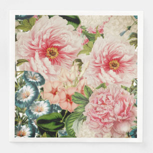 Retro Pfingstrosen-Blumen-Frühlings-Blumenmuster Serviette