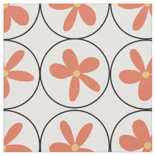 Retro-Pfirsich-Blumenfliesen - gekämmter Baumwolls Stoff