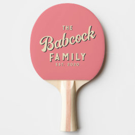 Retro-Pfirsich-Familienname & Jahr aus dem mittler Tischtennis Schläger