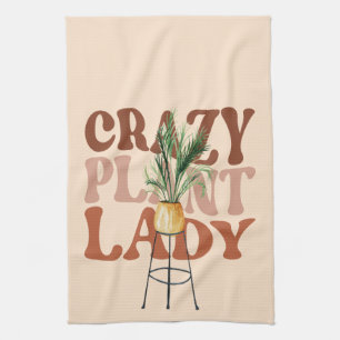 Retro-Pflanzen-Lady-Aquarell-Pflanzen-Typografie Geschirrtuch