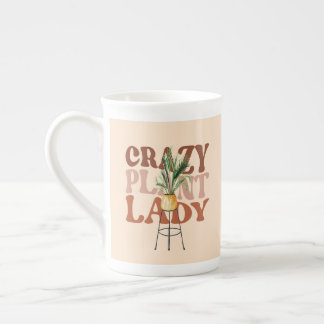 Retro-Pflanzen-Lady-Aquarell-Pflanzen-Typografie Prozellantasse