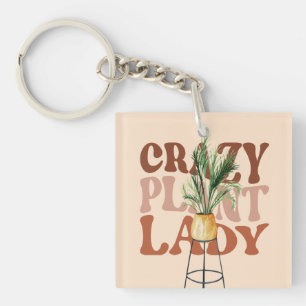 Retro-Pflanzen-Lady-Aquarell-Pflanzen-Typografie Schlüsselanhänger