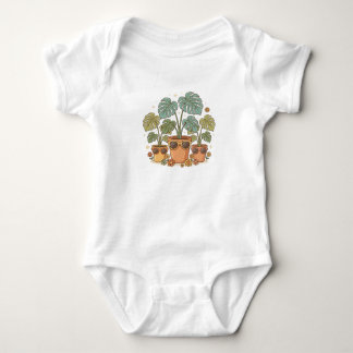 Retro-Pflanzen-Mama Coole Monstera-Pflanzen-Illust Baby Strampler