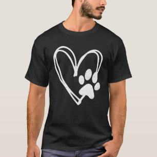 Retro-Pfotenabdruck Herz Cooler Hund Katze Mama Ha T-Shirt