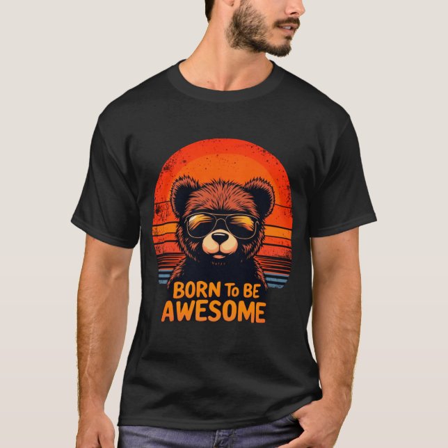 Retro-Phantastische Bärengrafik T-Shirt (Vorderseite)
