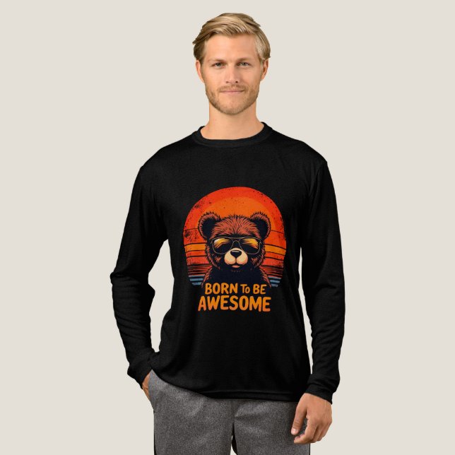 Retro-Phantastische Bärengrafik Tri-Blend Shirt (Volle Vorderseite)
