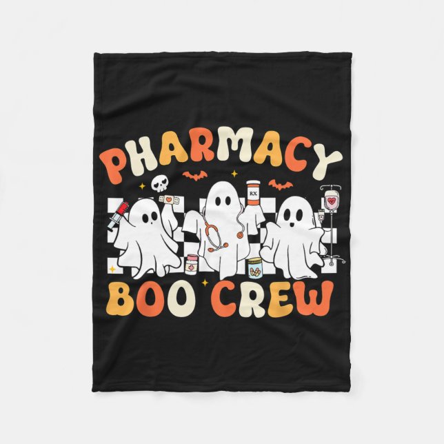 Retro Pharmacy Boo Crew Ghost Pharmaceuticals Tech Fleecedecke (Vorderseite)