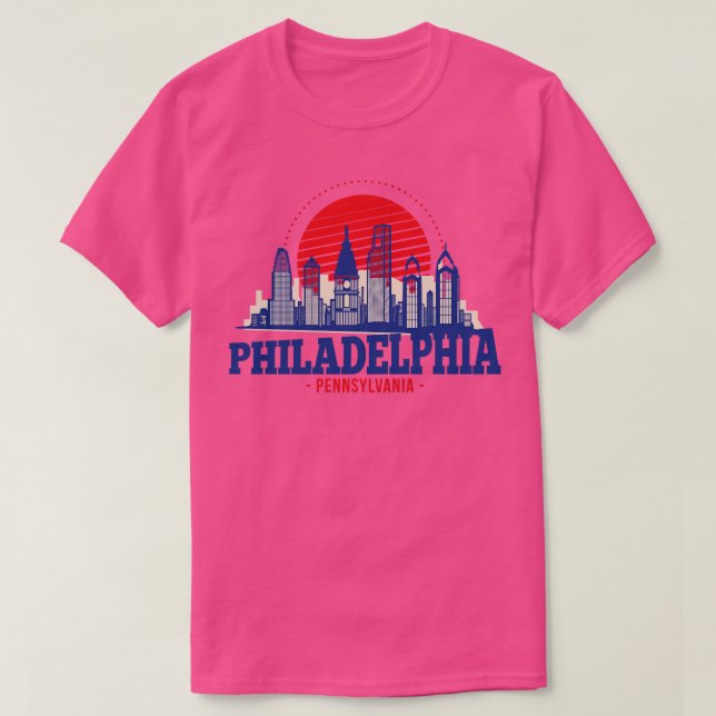 Retro Philadelphia Pennsylvania Skyline T-Shirt (Design vorne)