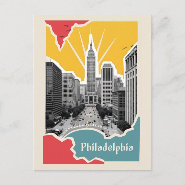 Retro Philadelphia Postkarte (Vorderseite)