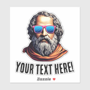 Retro Philosopher Bust - Benutzerdefinierter Text Aufkleber