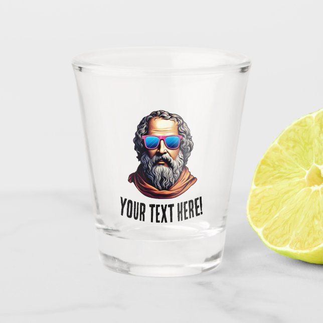 Retro Philosopher Bust - Benutzerdefinierter Text Schnapsglas (Vorderseite)