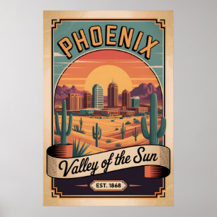 Retro Phoenix Arizona Valley of the Sun Vintage Poster