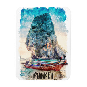 Retro Phuket Thailand Beach Malerei Magnet