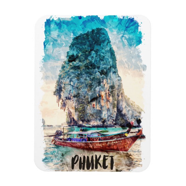 Retro Phuket Thailand Beach Malerei Magnet (Vertikal)