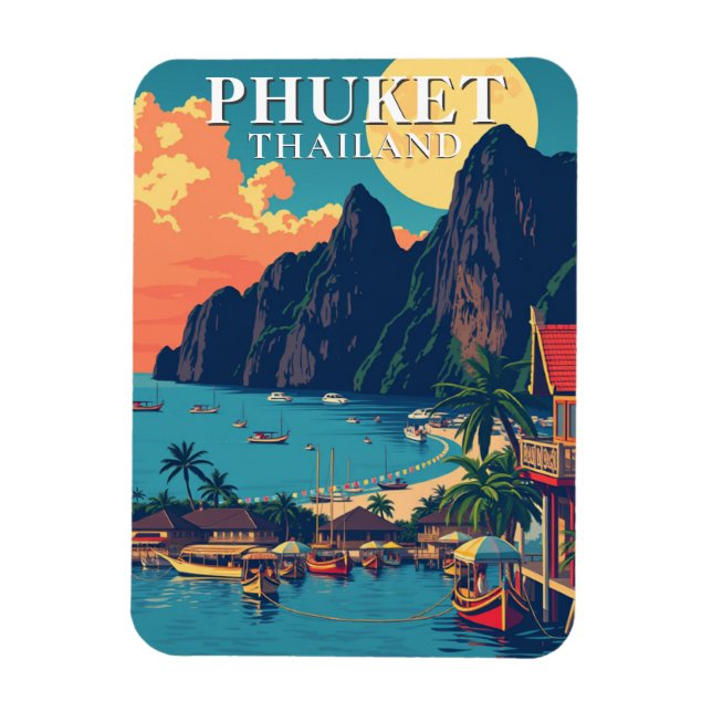 Retro Phuket Thailand Beach Travel Magnet (Vertikal)