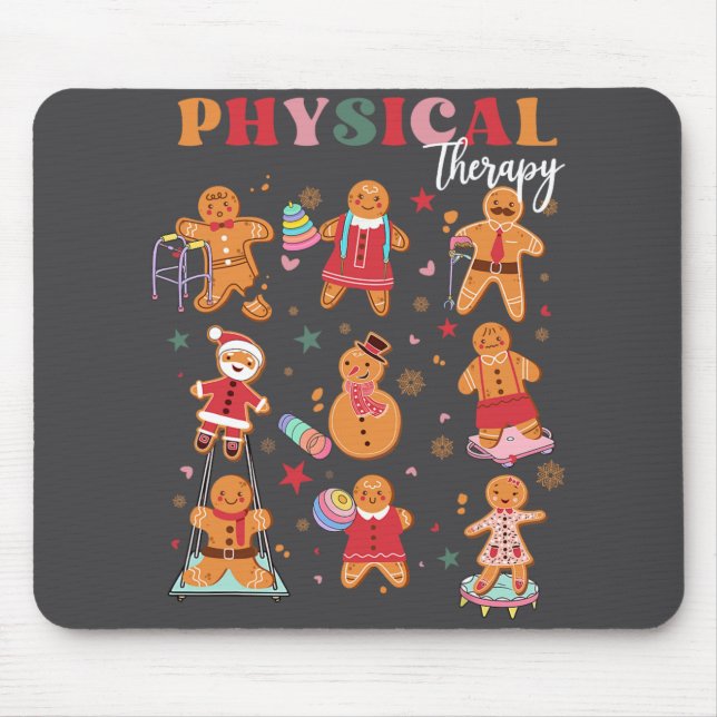 Retro Physical Therapy Gingerbread Weihnachts Pt F Mousepad (Vorne)